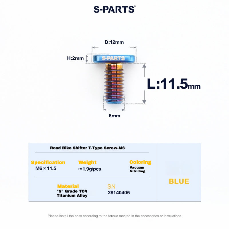 S-PARTS Titanium Clamp Bolt & Nut Set for Road Shifters – Shimano / SRAM Compatible