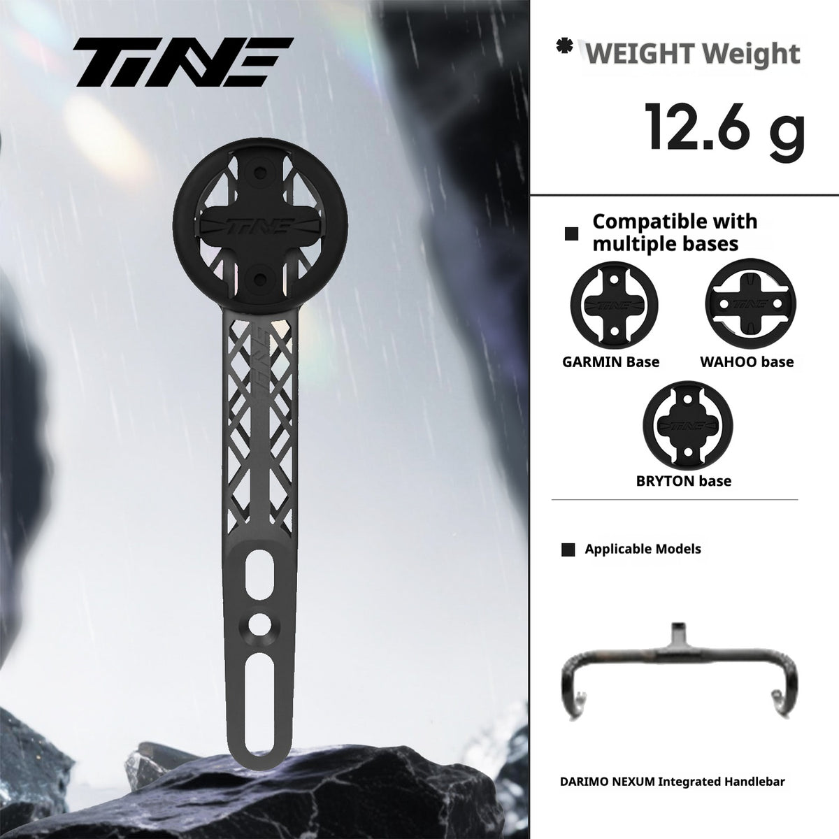 Supporto per computer da bici TiNE DARIMO Nexum in titanio ultraleggero, completamente scavato, ad alta resistenza, 1 pz.