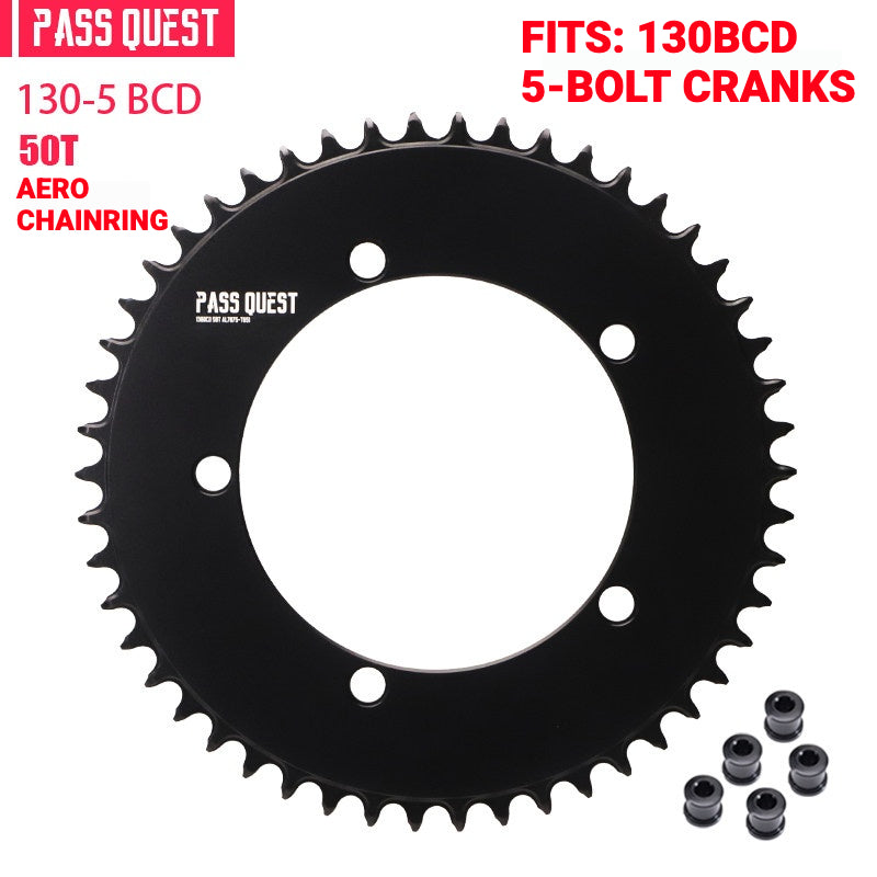 PASS QUEST 130BCD Full-Profile Narrow-Wide Chainring | 5-Bolt Road & Folding Bike 1x 42T–60T