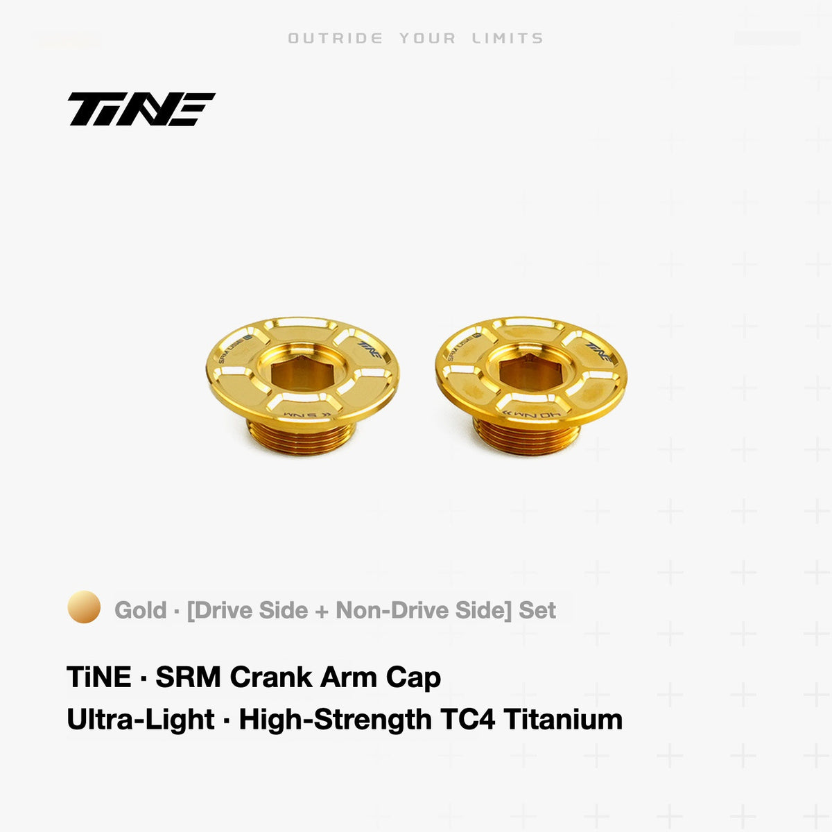 TiNE Ultra-Light Titanium Crank Arm Cap & Locking Bolt Set – THM / SRM Compatible