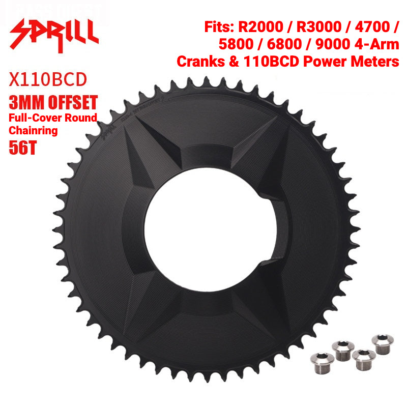SPRILL X110 3-S 110BCD 4-Bolt Hidden-Bolt Narrow-Wide Chainring | 3mm Offset 46T–58T