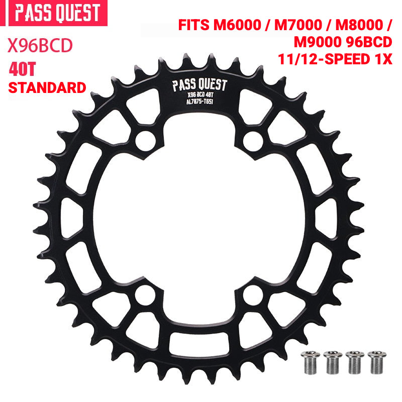 PASS QUEST X96BCD Narrow-Wide Chainring for Shimano M6000 / M7000 / M8000 / M9000 / M5100 | 30T–48T