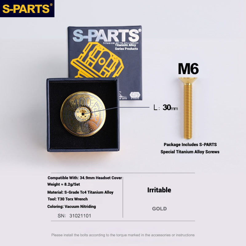 S-PARTS Tampa de Mesa de Direção Titanium OD2 34.9 mm｜Usinada CNC｜Vários Modelos Disponíveis