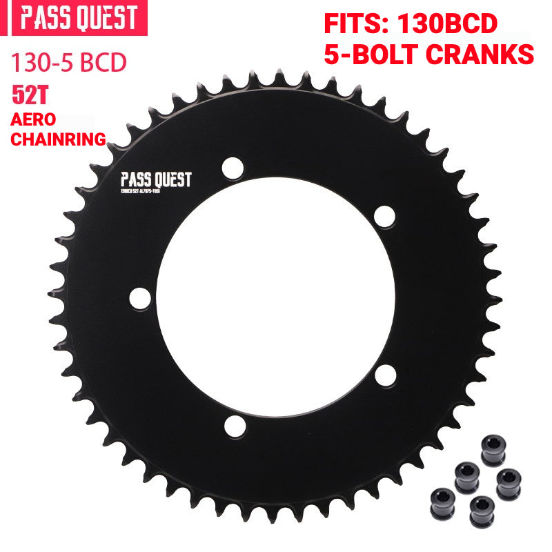 PASS QUEST 130BCD Full-Profile Narrow-Wide Chainring | 5-Bolt Road & Folding Bike 1x 42T–60T
