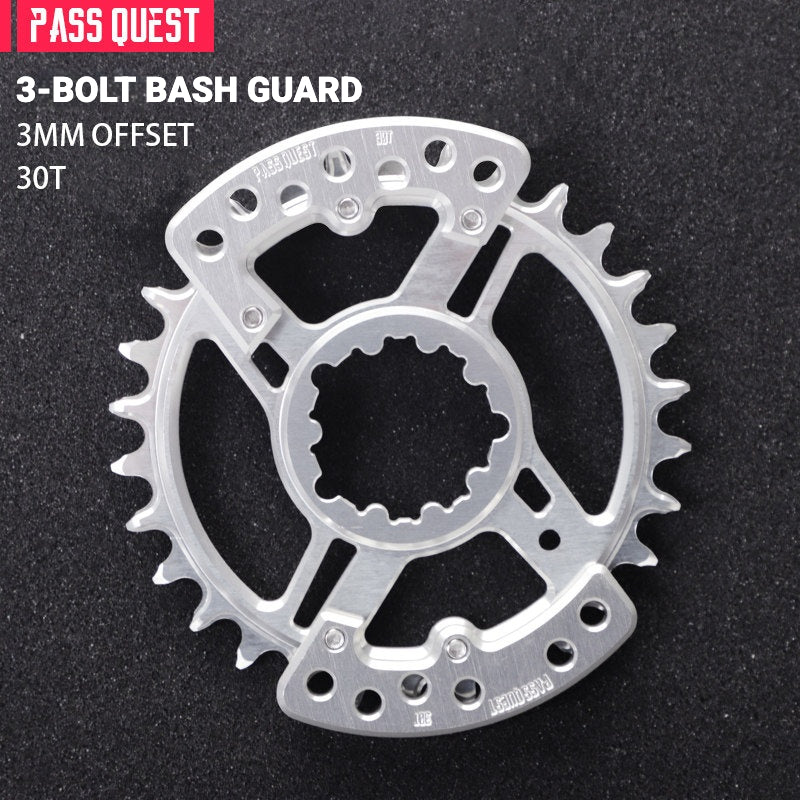 PASS QUEST SRAM DUB / GXP 3-Bolt Narrow-Wide Chainring with Bash Guard | 3mm Offset 30T–34T