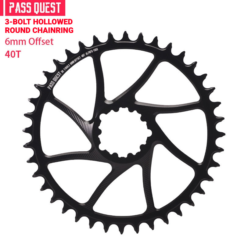 PASS QUEST DUB / GXP 3-Bolt Direct Mount Narrow-Wide MTB Chainring | 6mm Offset 28T–46T