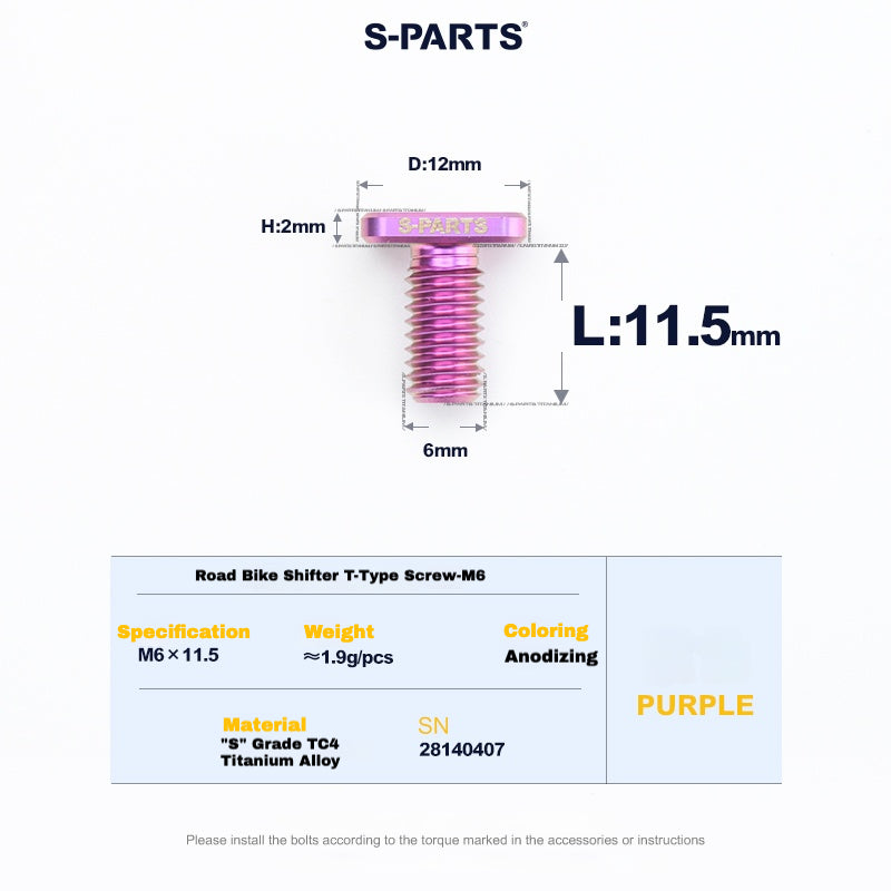 S-PARTS Titanium Clamp Bolt & Nut Set for Road Shifters – Shimano / SRAM Compatible