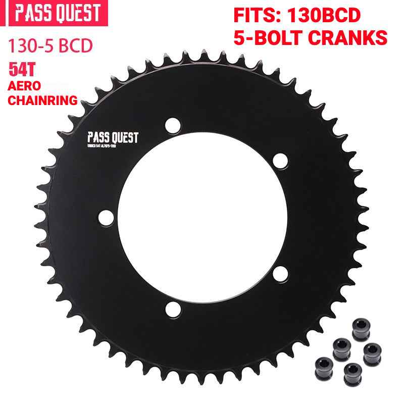PASS QUEST 130BCD Full-Profile Narrow-Wide Chainring | 5-Bolt Road & Folding Bike 1x 42T–60T