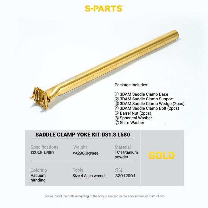 S-PARTS 3DAM Titanium Saddle Clamp Yoke Kit – Lightweight 3D Printed Titanium Upgrade
