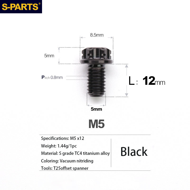 S-PARTS Série A3 Vis et Boulons Standard en Alliage de Titane M5 pour Motos et Voitures