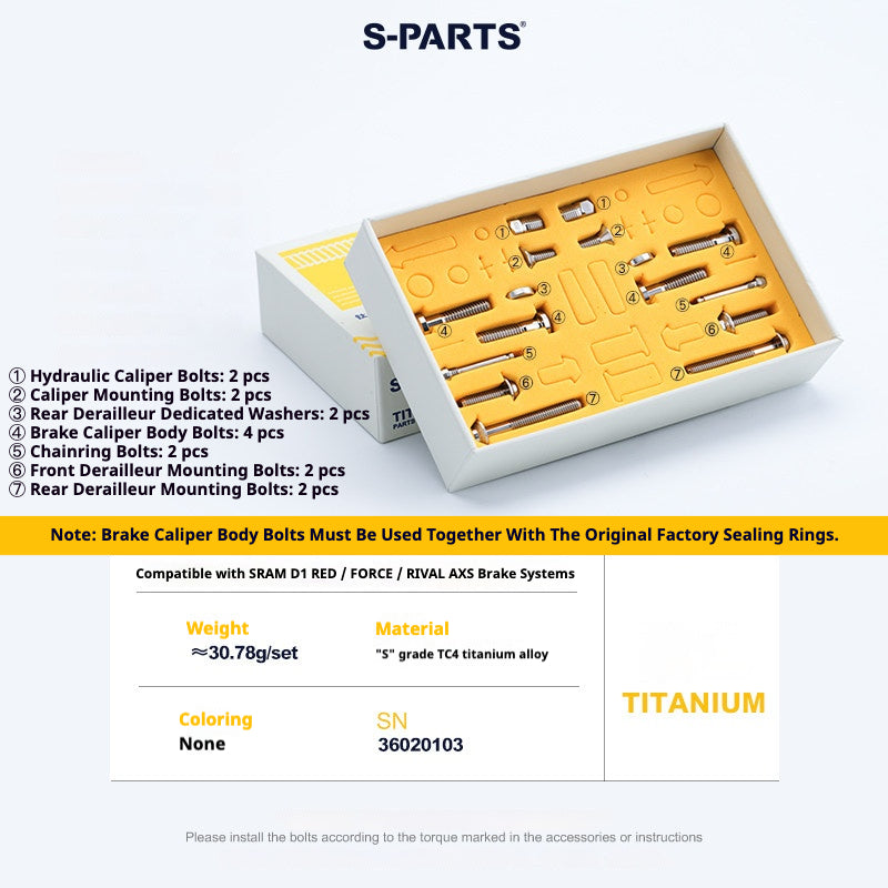 S-PARTS Road Bike Disc Brake Titanium Alloy Screw Set for SRAM RED Force Rival 12-speed AXS