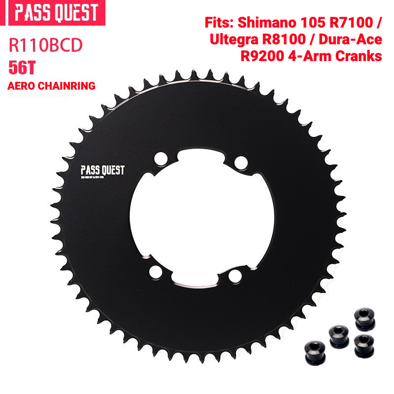PASS QUEST 110BCD Narrow-Wide Chainring for Shimano R7100 / R8100 / R9200 | Full-Profile 44T–60T