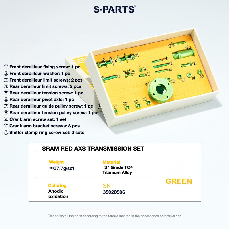 S-PARTS Titanium Drivetrain Hardware – SRAM RED AXS E1 Compatible Upgrade Kit
