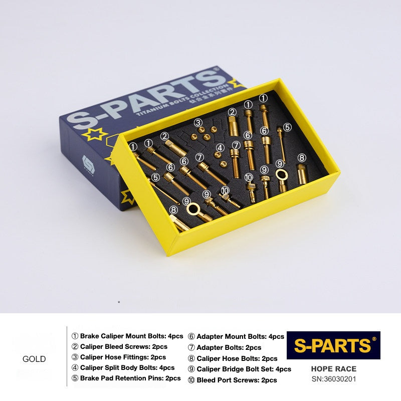 Kit de Parafusos de Freio S-PARTS Titânio para HOPE V4 / TECH / RACE / TRAIL / ZONE | Ferragens de Freio MTB Ultraleve