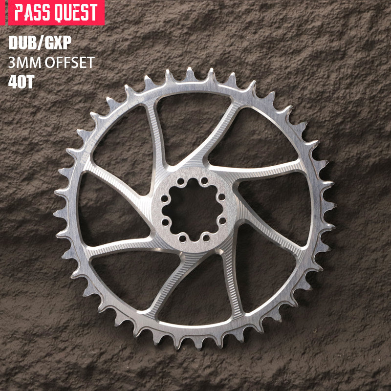 PASS QUEST 8-Bolt Direct Mount Narrow-Wide Chainring for SRAM RED DUB | 3mm Offset 40T–54T