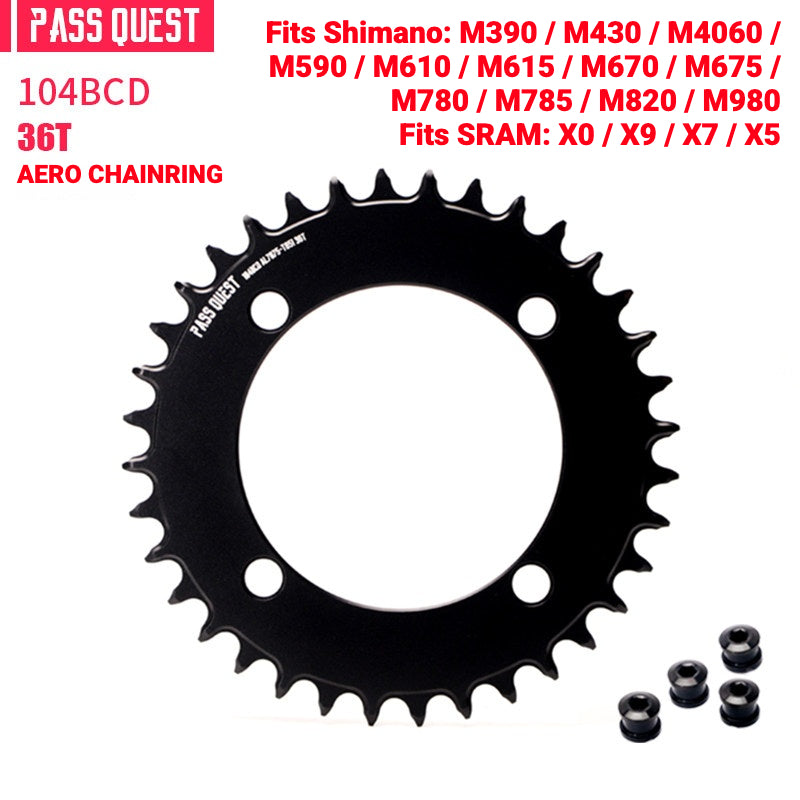 PASS QUEST 104BCD Full-Profile Narrow-Wide Chainring | Shimano XT / SLX 1x MTB 32T–40T