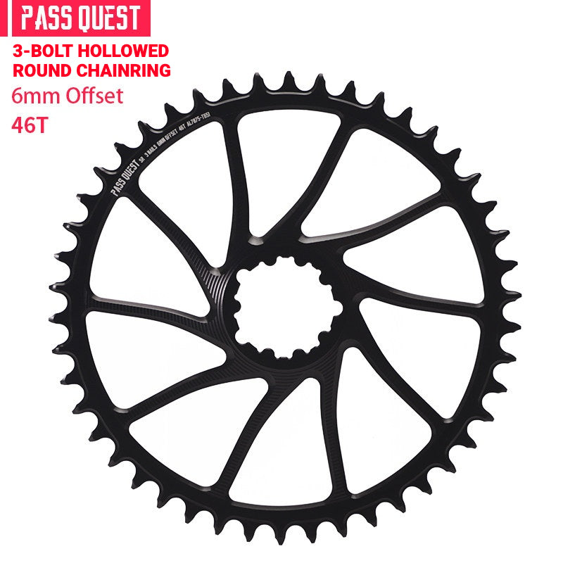 PASS QUEST DUB / GXP 3-Bolt Direct Mount Narrow-Wide MTB Chainring | 6mm Offset 28T–46T