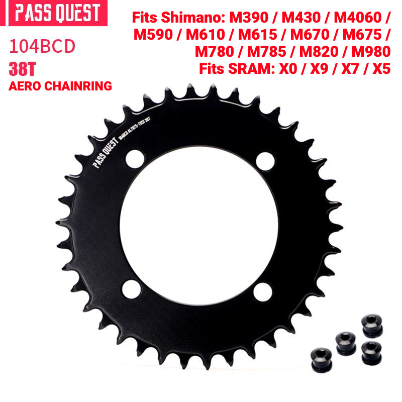 PASS QUEST 104BCD Full-Profile Narrow-Wide Chainring | Shimano XT / SLX 1x MTB 32T–40T