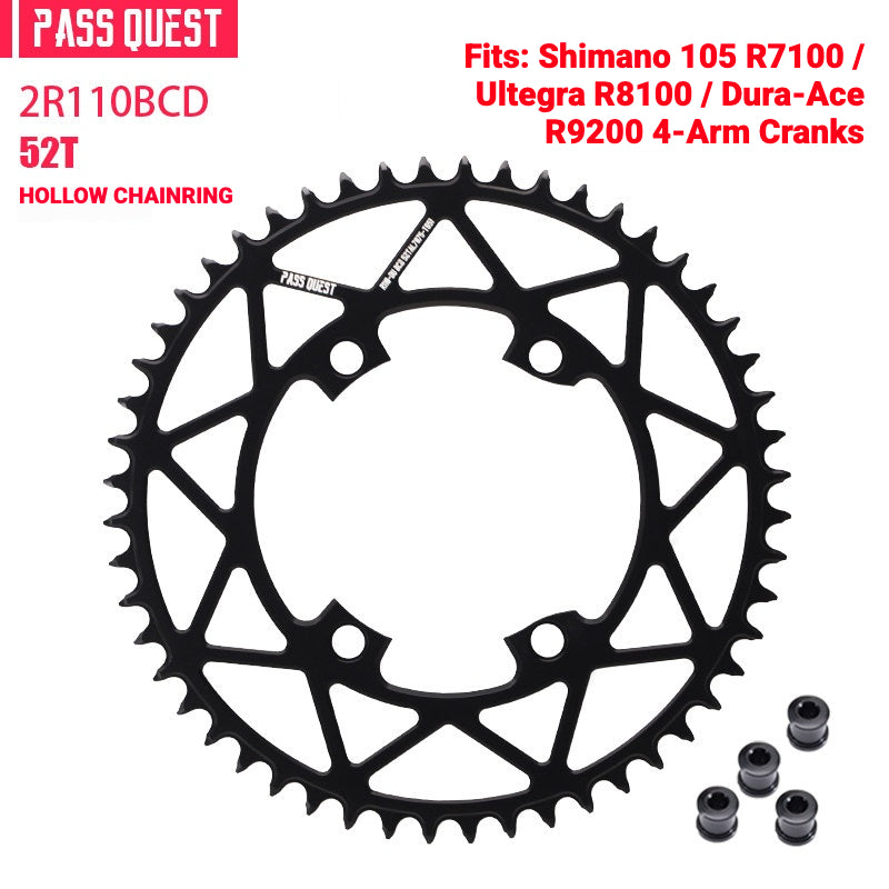 PASS QUEST 110BCD Narrow-Wide Chainring for Shimano R7100 / R8100 / R9200 | 36T–58T