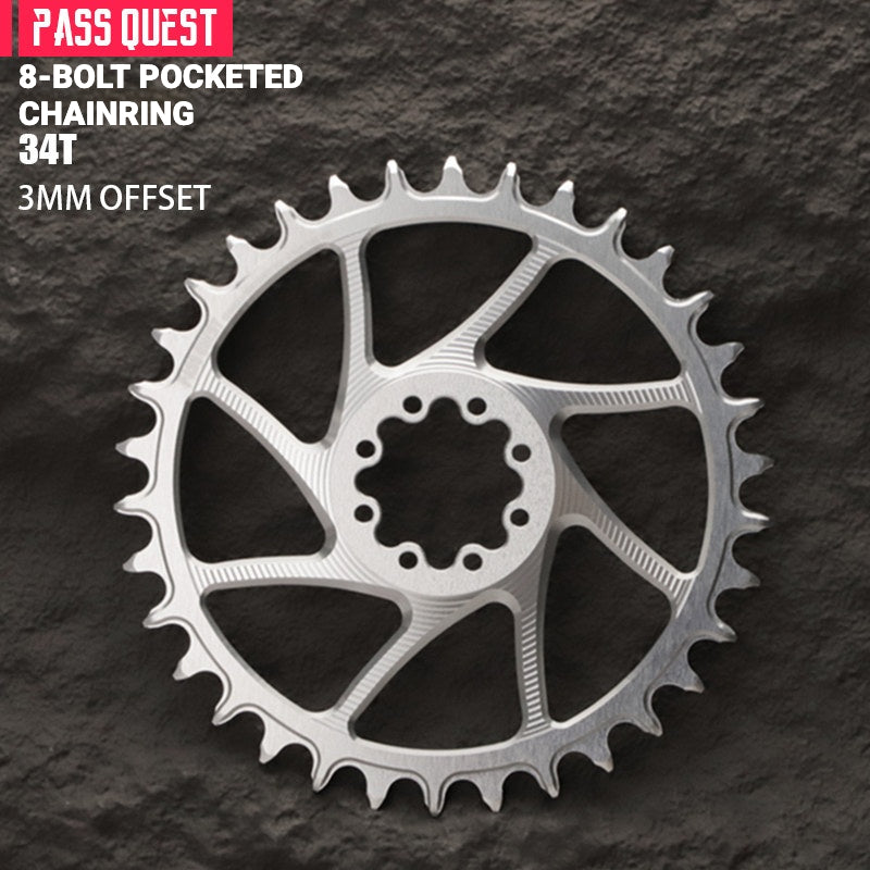 PASS QUEST 8-Bolt Direct Mount Chainring for SRAM Force / RED | 3mm Offset 28T–48T