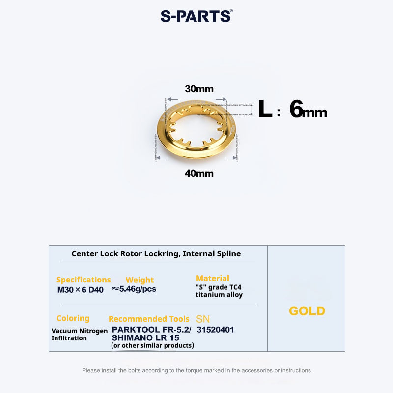 S-PARTS Anel de Trava Center Lock em Liga de Titânio para Disco (1PCS)