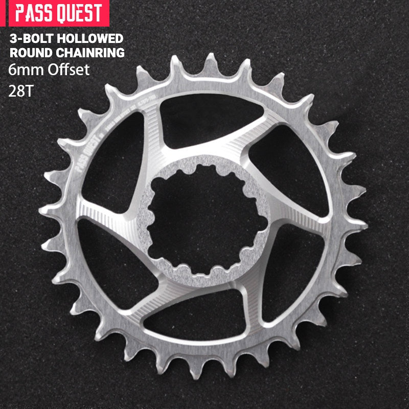 PASS QUEST DUB / GXP 3-Bolt Direct Mount Narrow-Wide MTB Chainring | 6mm Offset 28T–46T