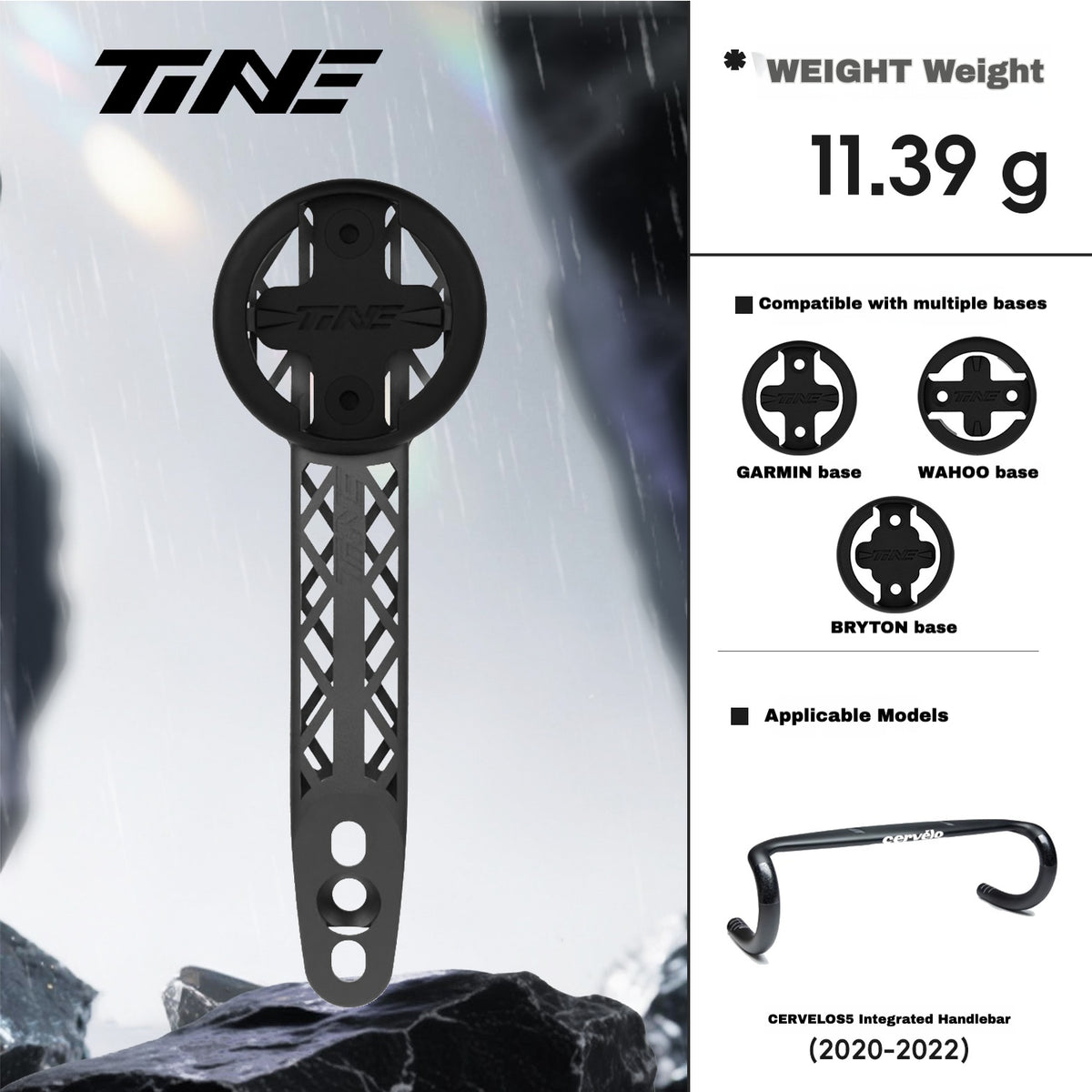 Cervelo Support de compteur en titane｜S5 2020–2026 · SOLOIST · SS · R5｜Compatible Garmin · Wahoo · Bryton