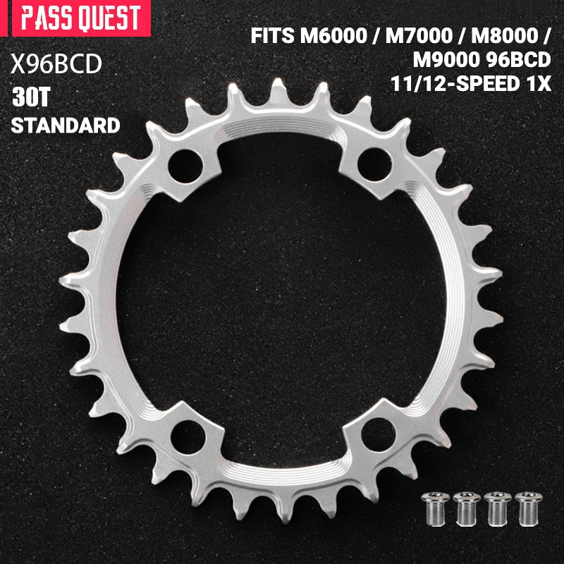 PASS QUEST X96BCD Narrow-Wide Chainring for Shimano M6000 / M7000 / M8000 / M9000 / M5100 | 30T–48T