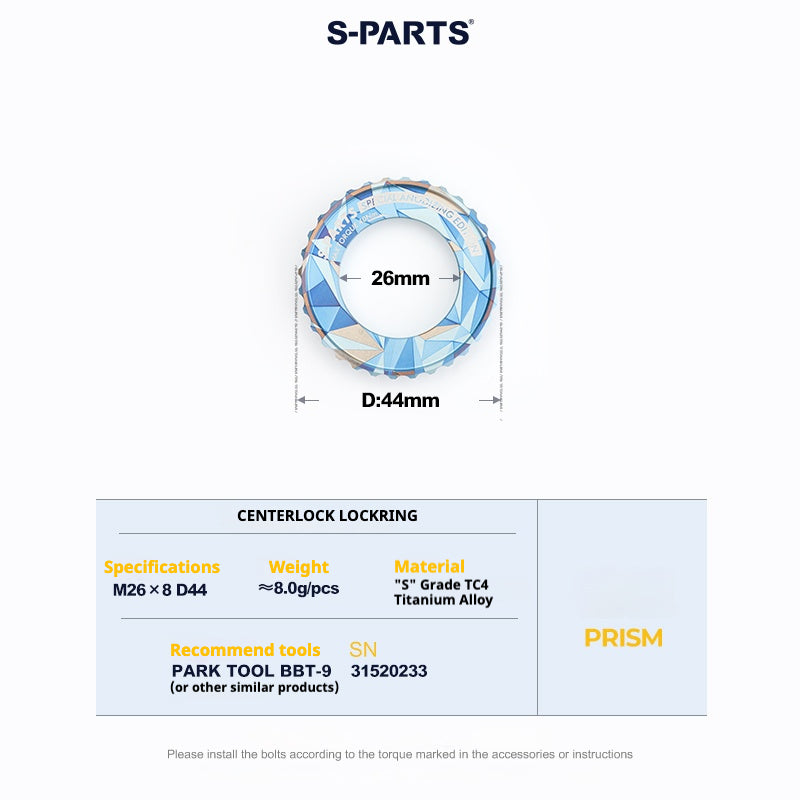 S-PARTS Anel de Trava Center Lock em Liga de Titânio para Disco (1PCS)