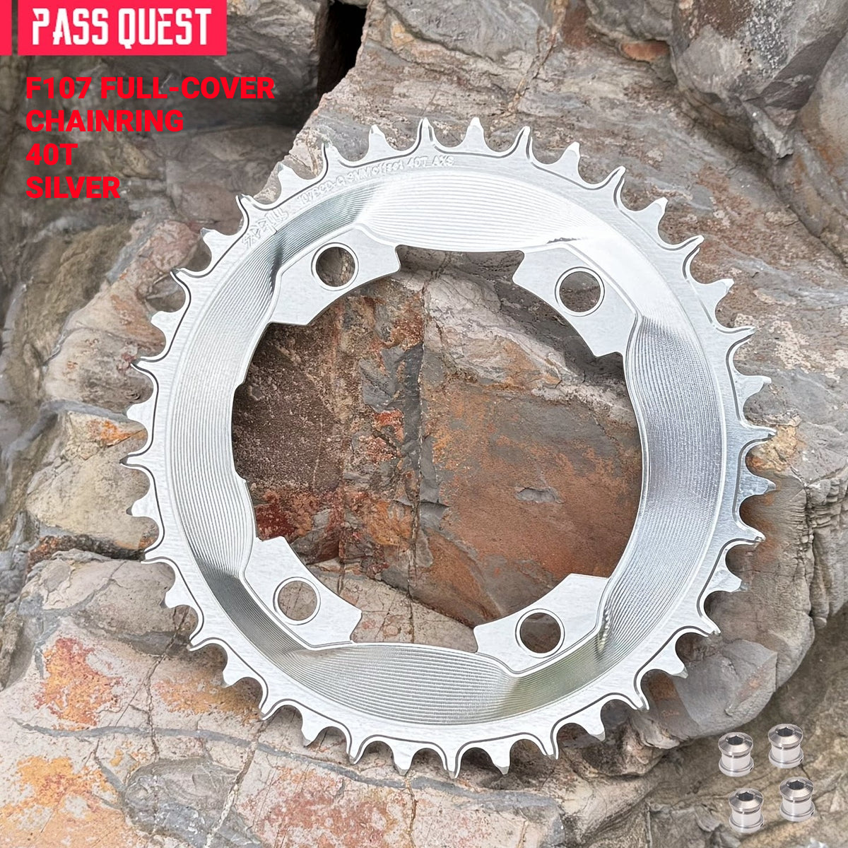 PASS QUEST 107 BCD Narrow-Wide Aero Chainring for Quarq D1 Power Meter | SRAM AXS 12-Speed | 40T–60T