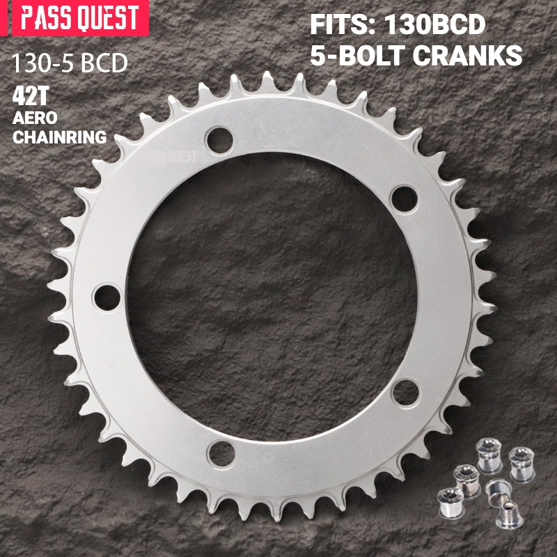PASS QUEST 130BCD Full-Profile Narrow-Wide Chainring | 5-Bolt Road & Folding Bike 1x 42T–60T