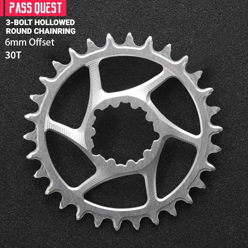 PASS QUEST DUB / GXP 3-Bolt Direct Mount Narrow-Wide MTB Chainring | 6mm Offset 28T–46T