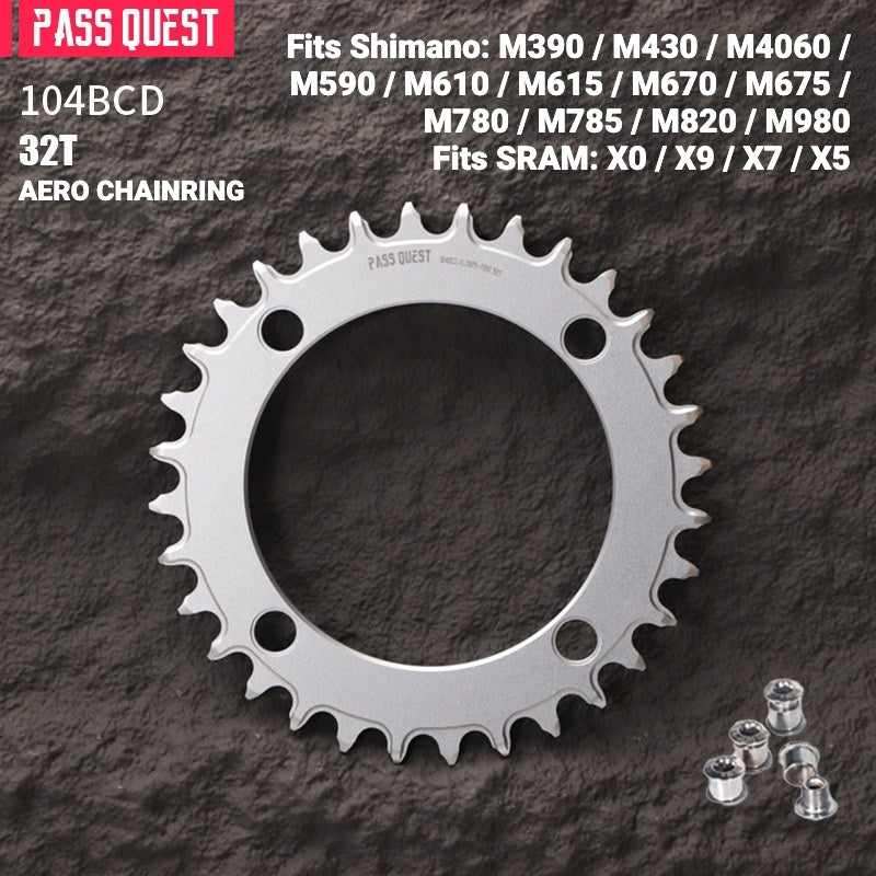 PASS QUEST 104BCD Full-Profile Narrow-Wide Chainring | Shimano XT / SLX 1x MTB 32T–40T