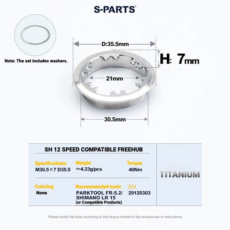 S-PARTS Anello di bloccaggio in titanio per MTB e bici da strada (compatibile con Shimano e SRAM)