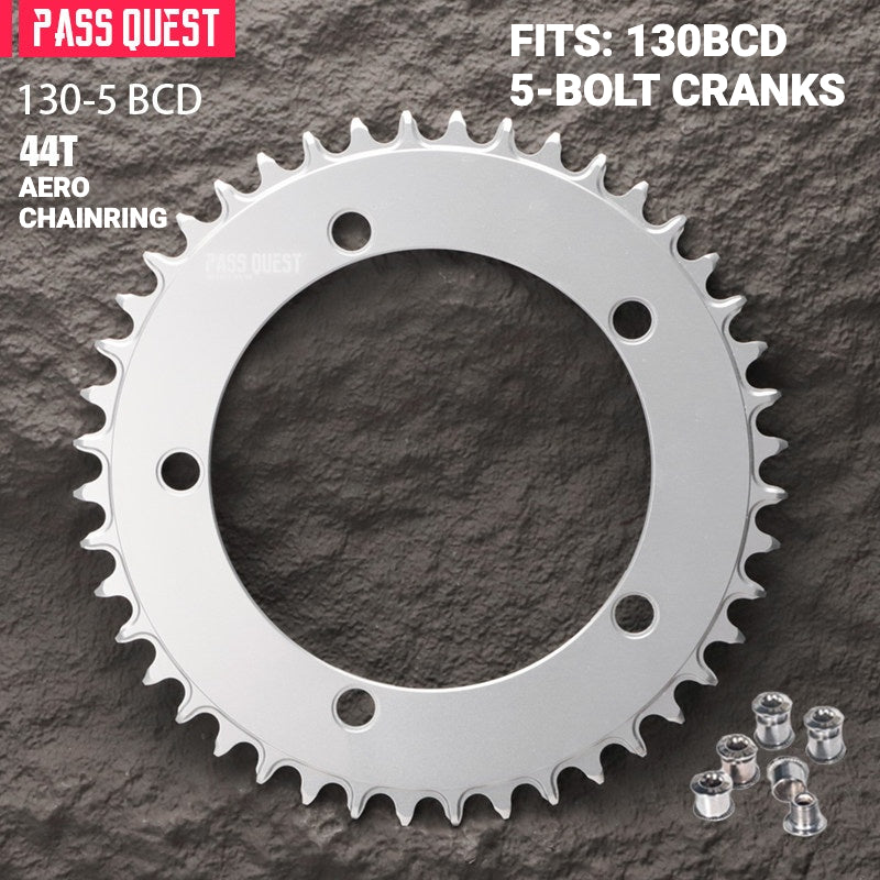 PASS QUEST 130BCD Full-Profile Narrow-Wide Chainring | 5-Bolt Road & Folding Bike 1x 42T–60T