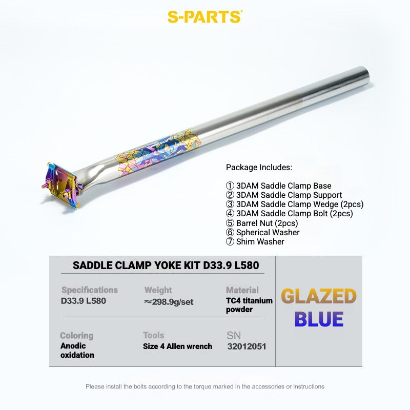 S-PARTS 3DAM Titanium Saddle Clamp Yoke Kit – Lightweight 3D Printed Titanium Upgrade