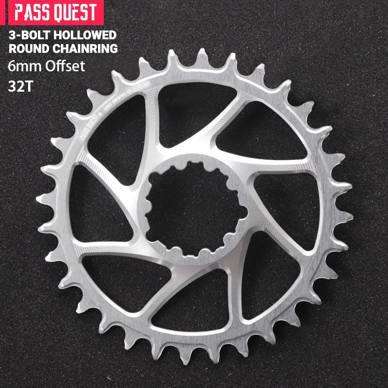 PASS QUEST DUB / GXP 3-Bolt Direct Mount Narrow-Wide MTB Chainring | 6mm Offset 28T–46T