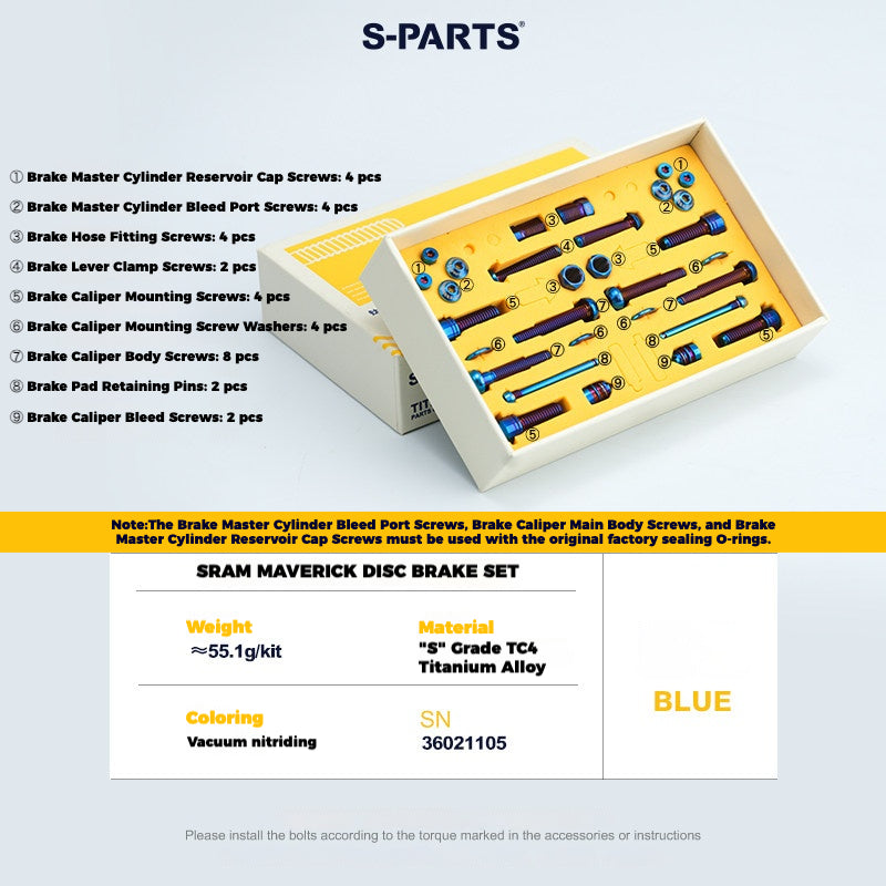 S-PARTS Titanium Bolt Upgrade Kit for SRAM MAVEN Brakes | CNC Precision | Lightweight | Full Color Options
