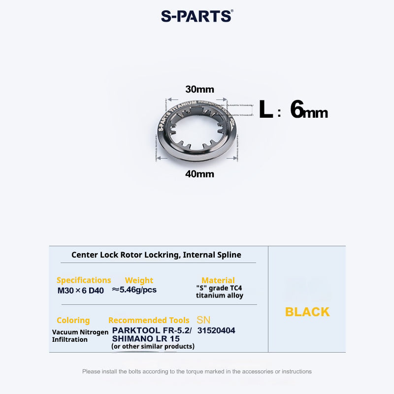 S-PARTS Anel de Trava Center Lock em Liga de Titânio para Disco (1PCS)