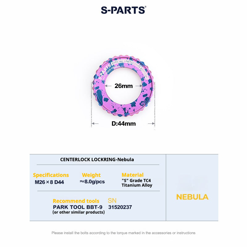 S-PARTS Anel de Trava Center Lock em Liga de Titânio para Disco (1PCS)