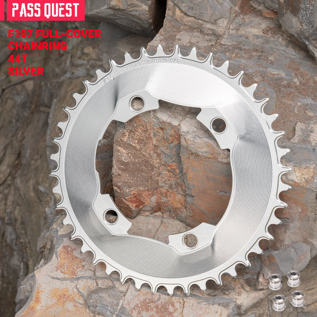 PASS QUEST 107 BCD Narrow-Wide Aero Chainring for Quarq D1 Power Meter | SRAM AXS 12-Speed | 40T–60T