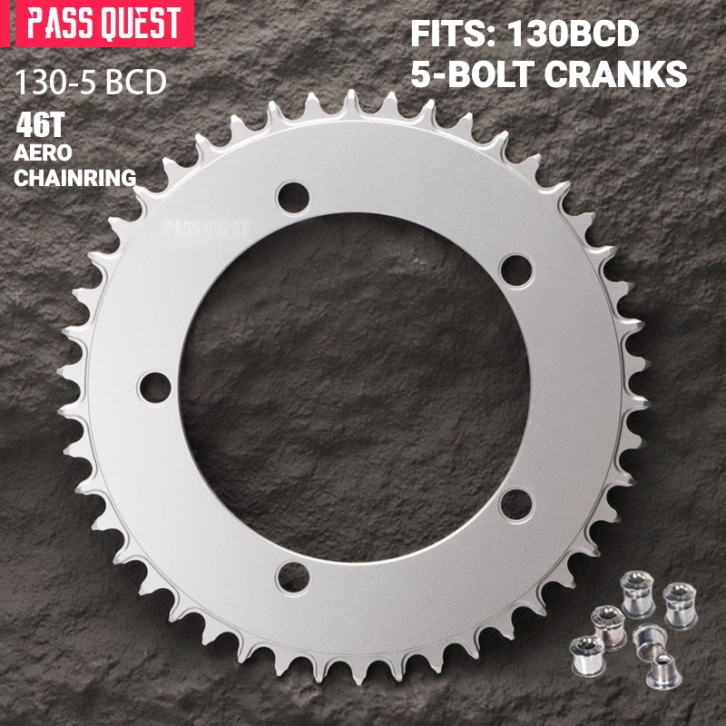 PASS QUEST 130BCD Full-Profile Narrow-Wide Chainring | 5-Bolt Road & Folding Bike 1x 42T–60T