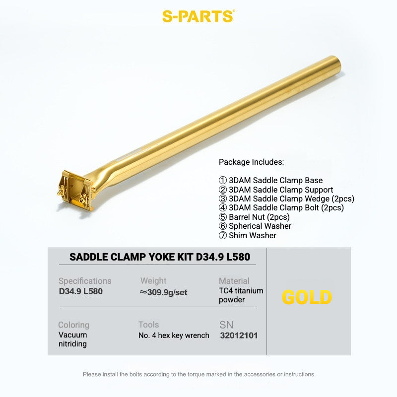 S-PARTS 3DAM Titanium Saddle Clamp Yoke Kit – Lightweight 3D Printed Titanium Upgrade