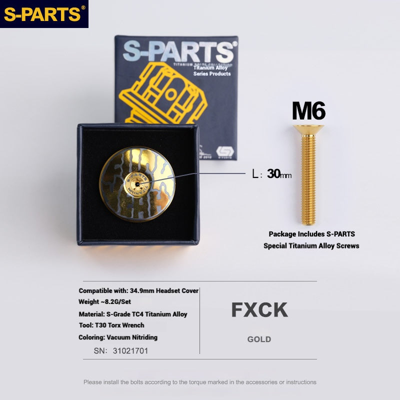 S-PARTS Tampa de Mesa de Direção Titanium OD2 34.9 mm｜Usinada CNC｜Vários Modelos Disponíveis