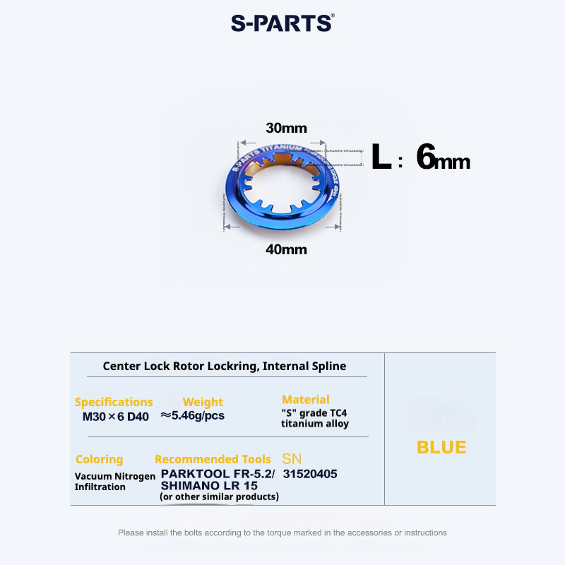 S-PARTS Anel de Trava Center Lock em Liga de Titânio para Disco (1PCS)