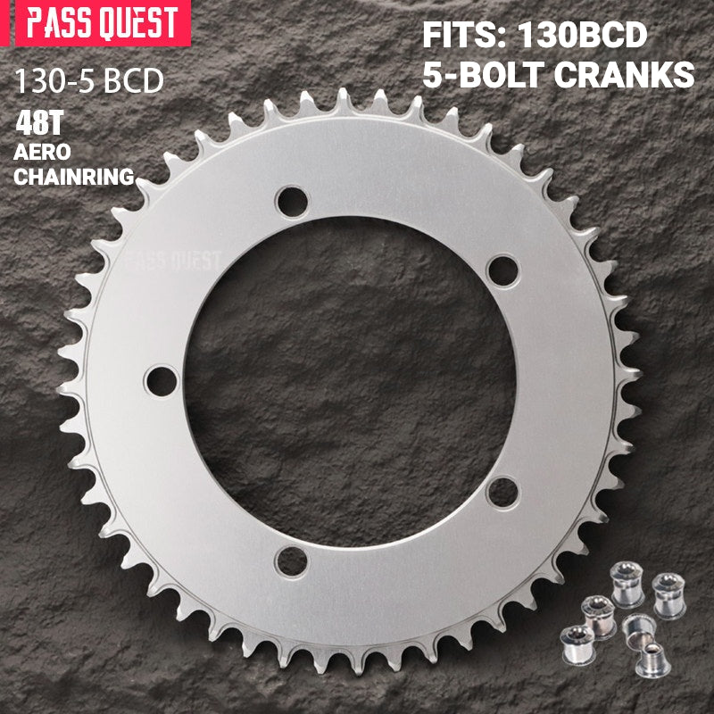 PASS QUEST 130BCD Full-Profile Narrow-Wide Chainring | 5-Bolt Road & Folding Bike 1x 42T–60T