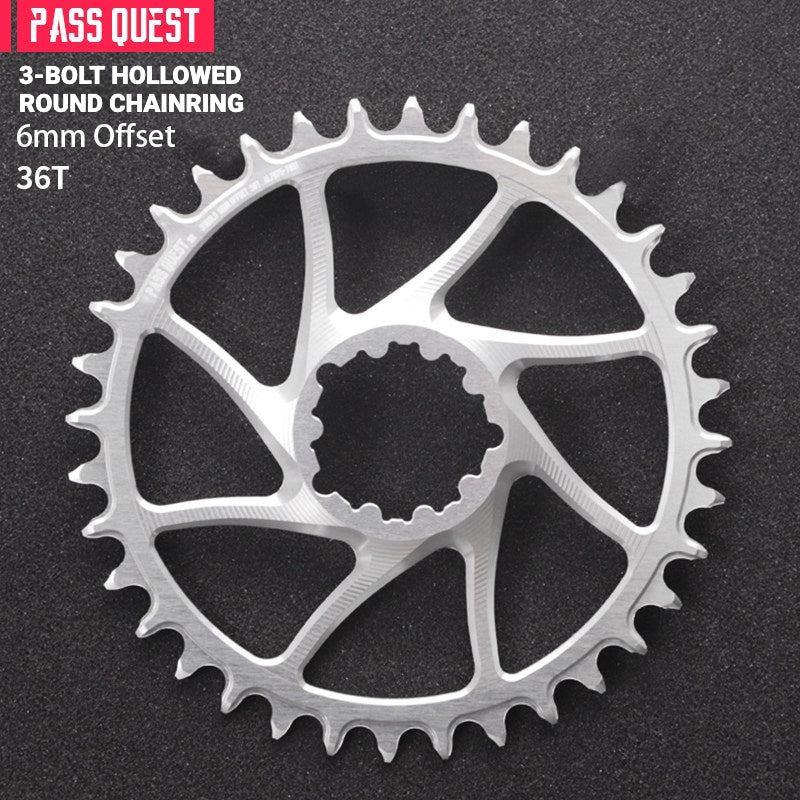 PASS QUEST DUB / GXP 3-Bolt Direct Mount Narrow-Wide MTB Chainring | 6mm Offset 28T–46T