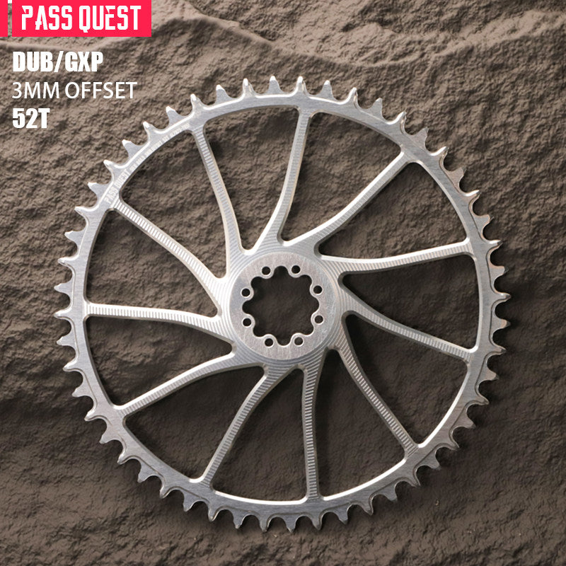 PASS QUEST 8-Bolt Direct Mount Narrow-Wide Chainring for SRAM RED DUB | 3mm Offset 40T–54T