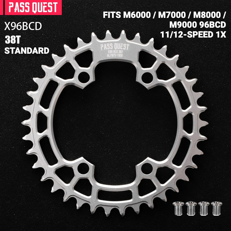 PASS QUEST X96BCD Narrow-Wide Chainring for Shimano M6000 / M7000 / M8000 / M9000 / M5100 | 30T–48T