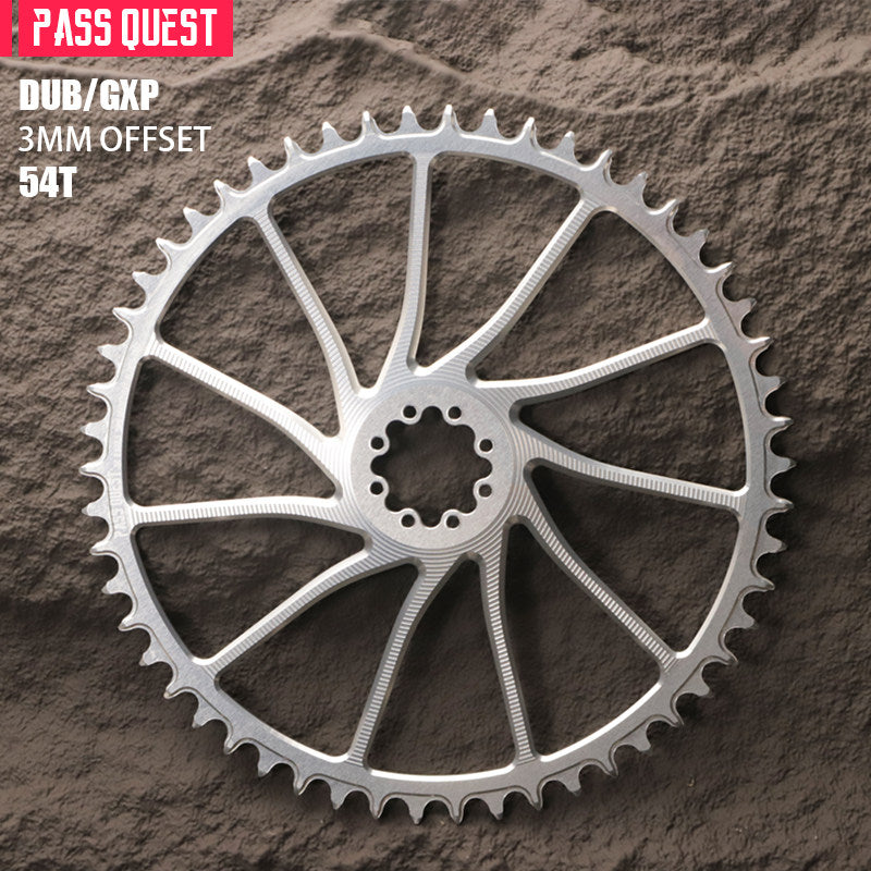 PASS QUEST 8-Bolt Direct Mount Narrow-Wide Chainring for SRAM RED DUB | 3mm Offset 40T–54T